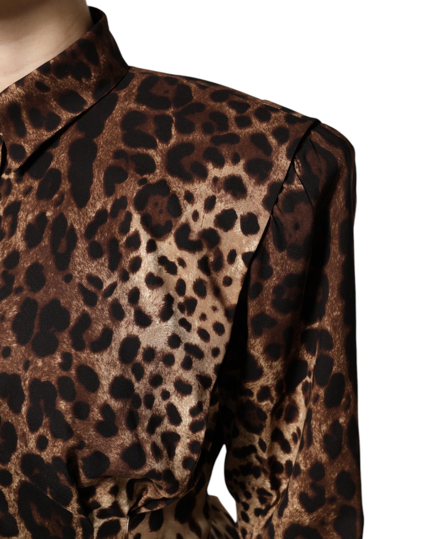 Dolce &amp; Gabbana Brown Leopard Silk Button Down Coat Jacket