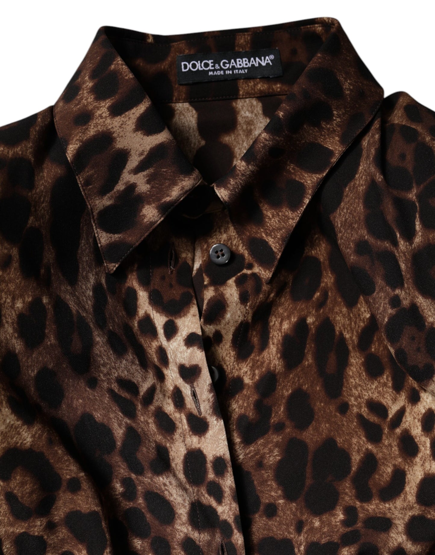 Dolce &amp; Gabbana Brown Leopard Silk Button Down Coat Jacket