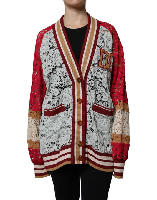 Dolce & Gabbana Multicolor Floral Lace Cardigan Sweater by Dolce & Gabbana