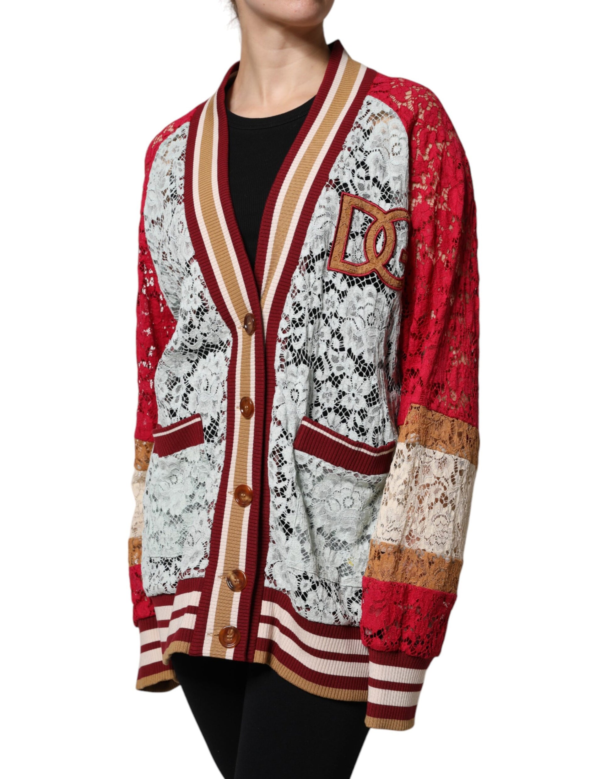 Dolce & Gabbana Multicolor Floral Lace Cardigan Sweater by Dolce & Gabbana