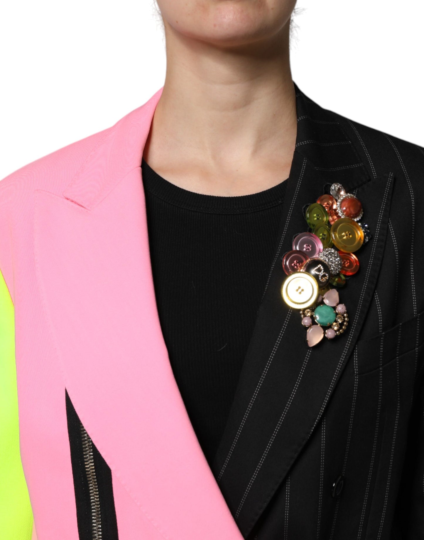 Dolce &amp; Gabbana Multicolor Patchwork Embellished Coat Jacket