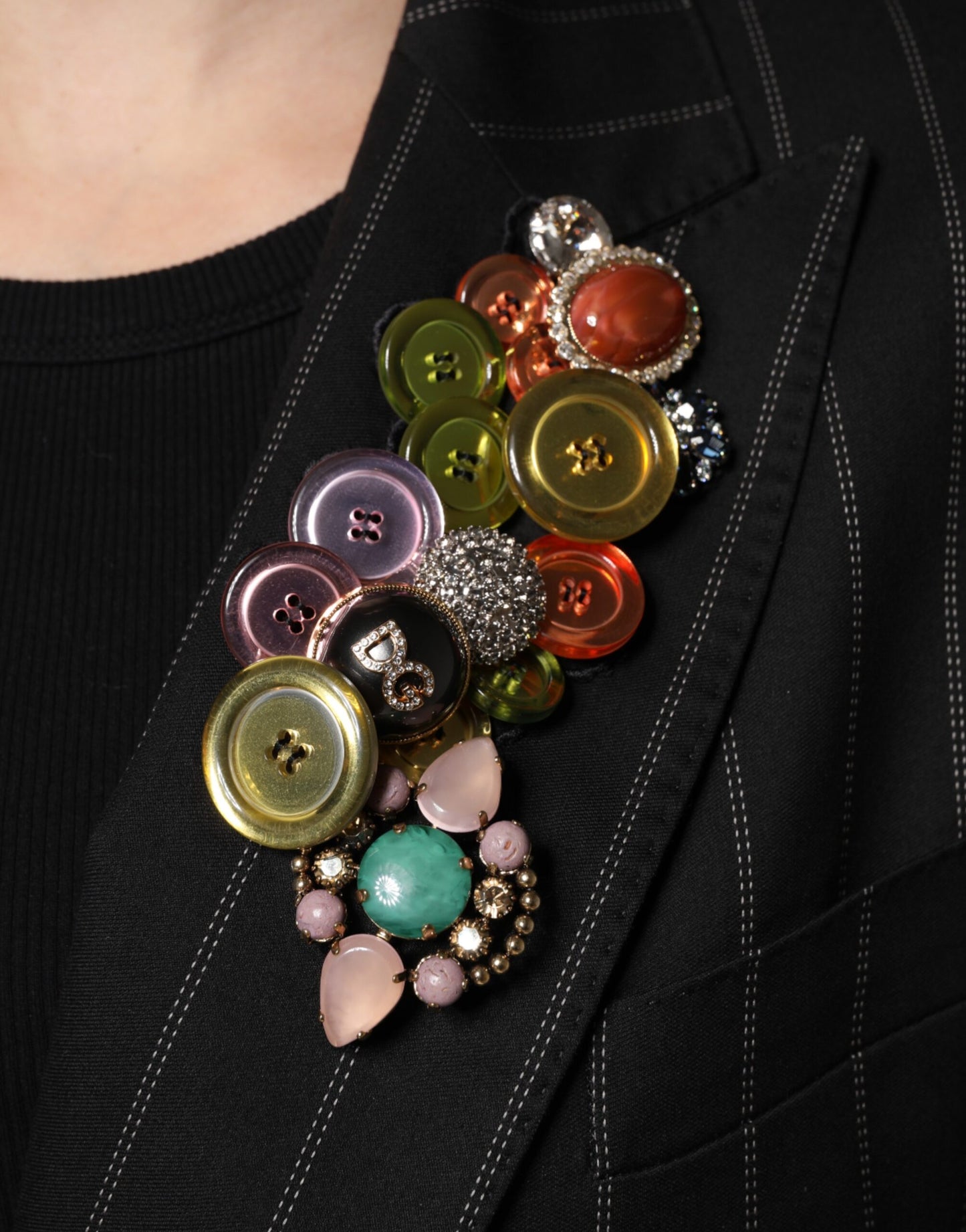 Dolce &amp; Gabbana Multicolor Patchwork Embellished Coat Jacket