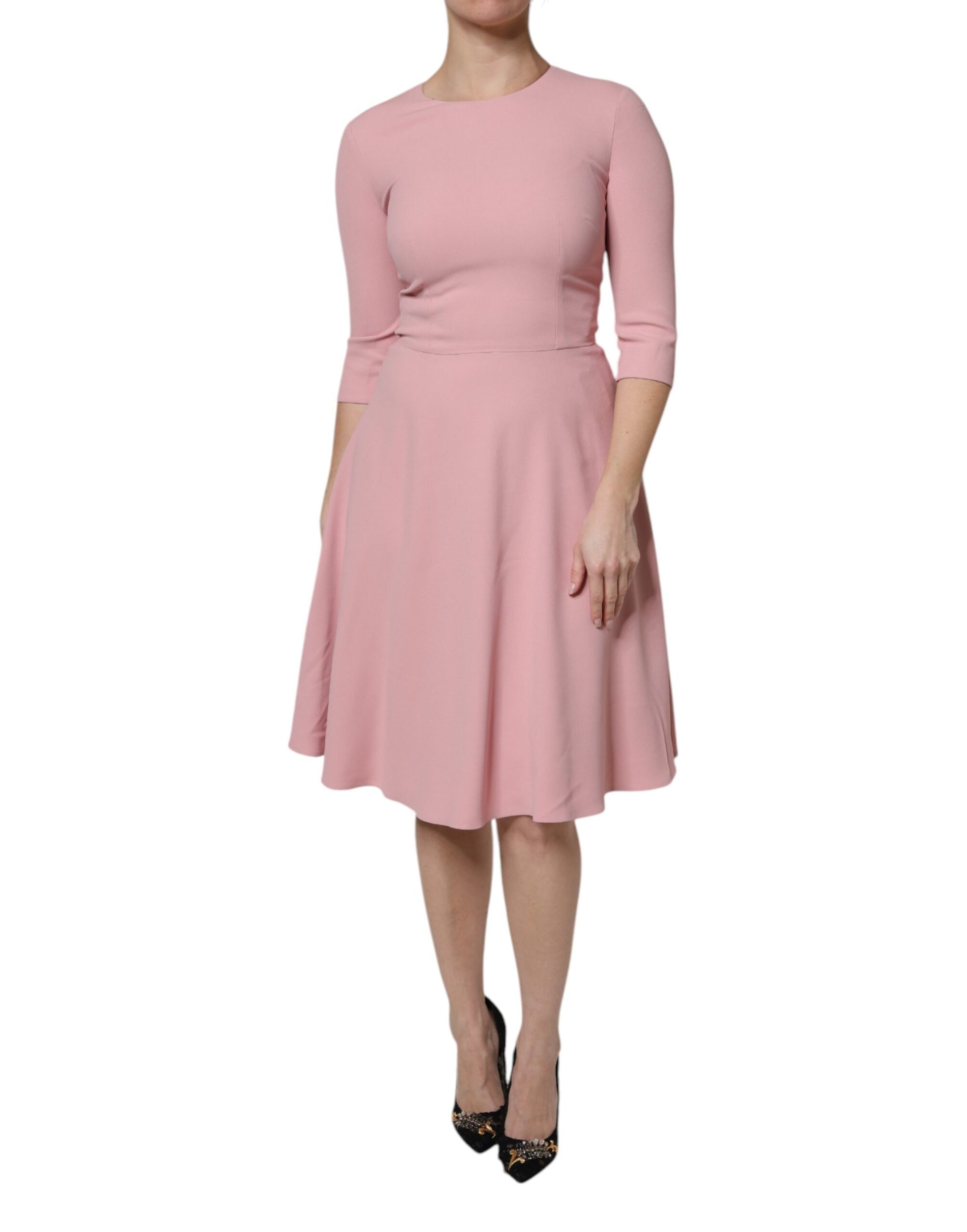 Dolce & Gabbana Pink A-line Flare Viscose 3/4 Sleeves Dress by Dolce & Gabbana