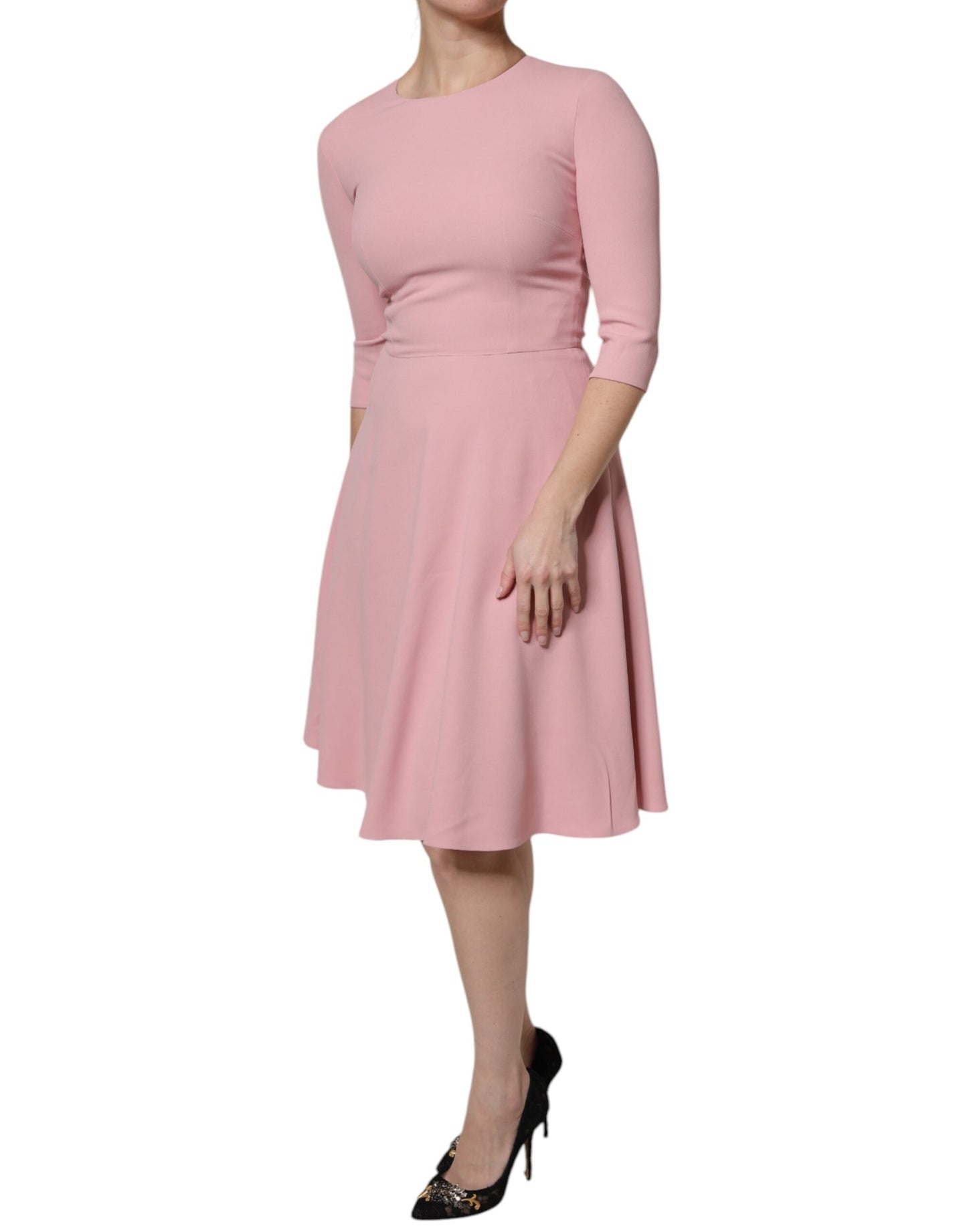 Dolce & Gabbana Pink A-line Flare Viscose 3/4 Sleeves Dress by Dolce & Gabbana