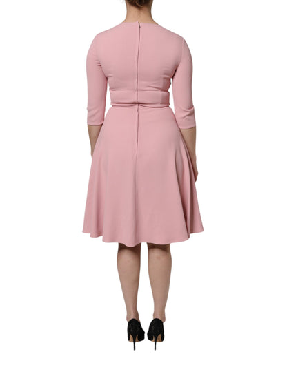 Dolce & Gabbana Pink A-line Flare Viscose 3/4 Sleeves Dress by Dolce & Gabbana