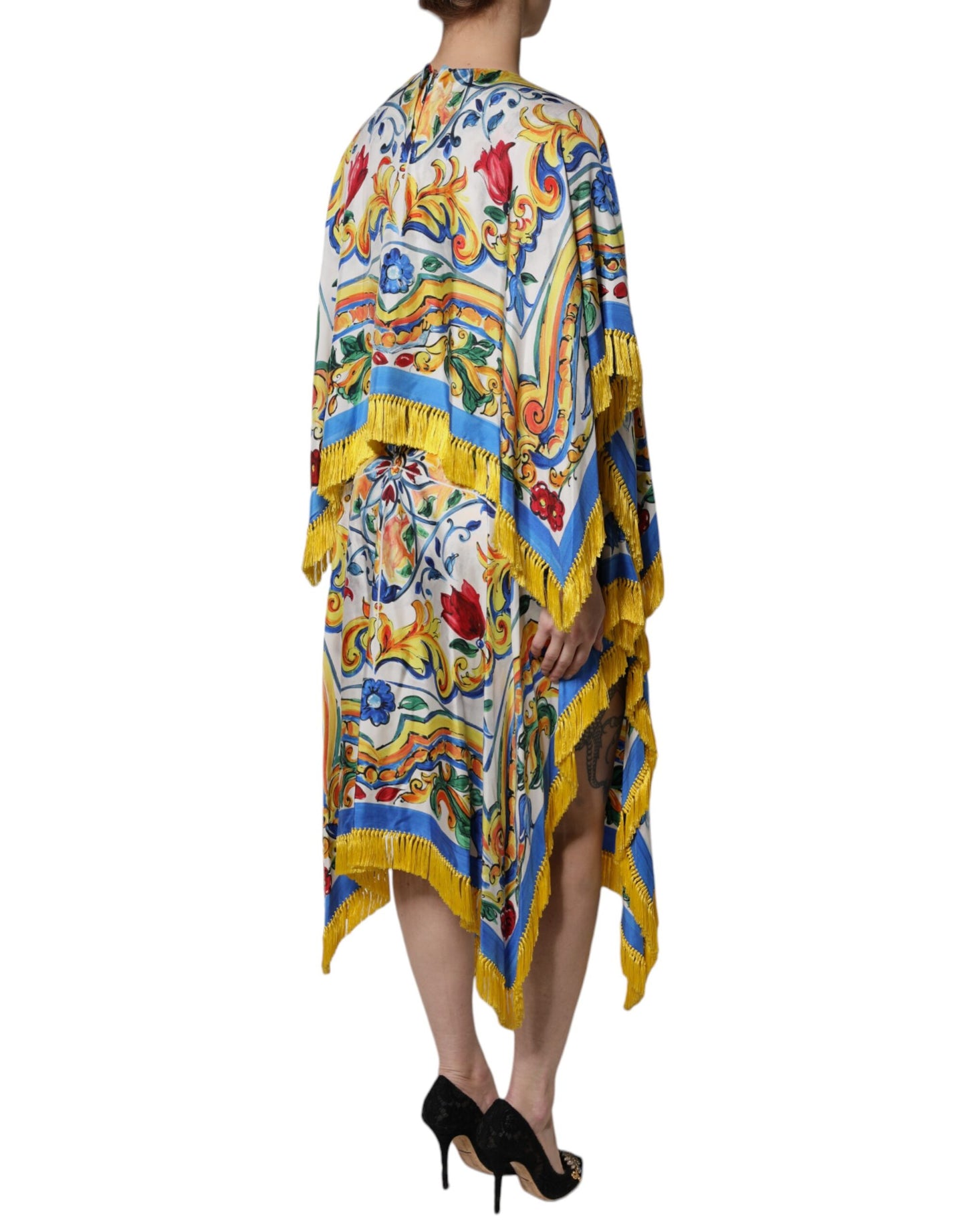 Dolce & Gabbana Multicolor Majolica Kaftan Short Sleeves Maxi Dress by Dolce & Gabbana