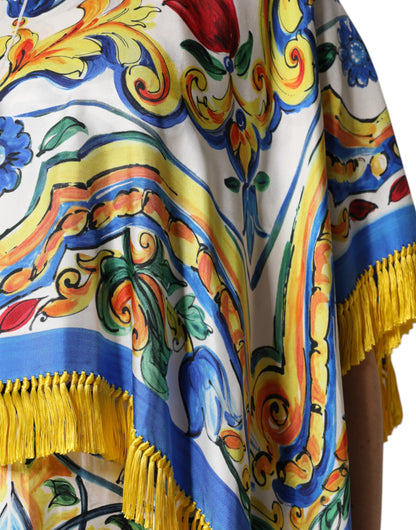 Dolce & Gabbana Multicolor Majolica Kaftan Short Sleeves Maxi Dress by Dolce & Gabbana