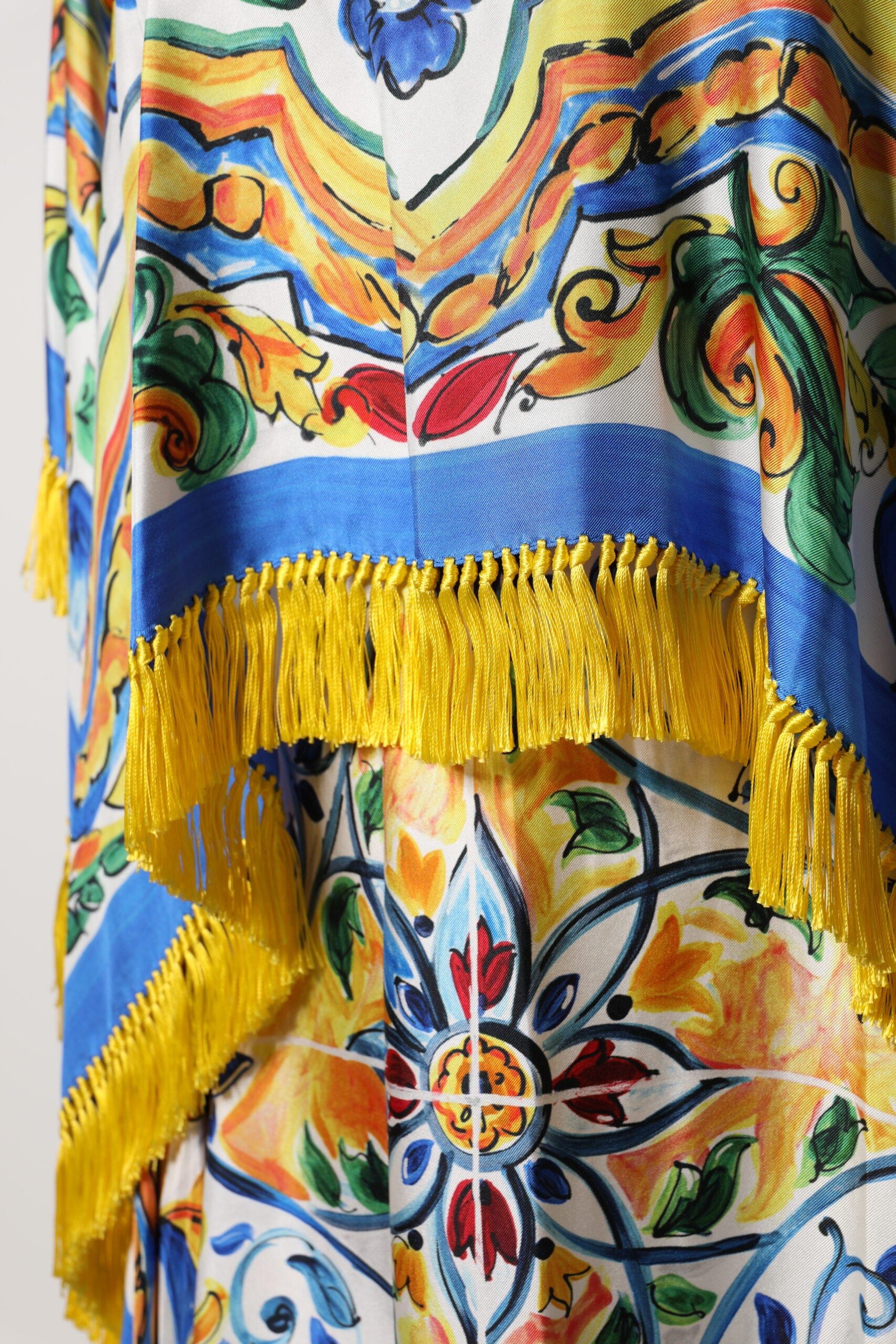 Dolce & Gabbana Multicolor Majolica Kaftan Short Sleeves Maxi Dress by Dolce & Gabbana