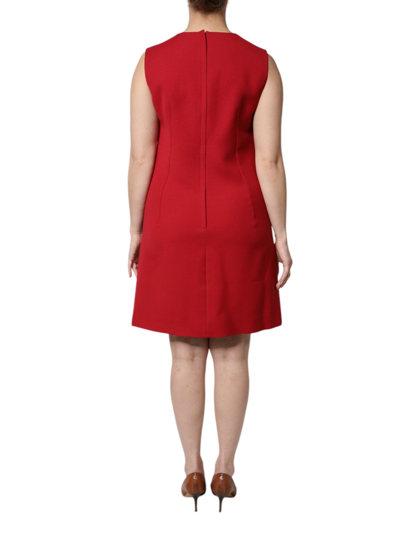 Dolce & Gabbana Red Wool Sleeveless Knee Length A-line Dress by Dolce & Gabbana