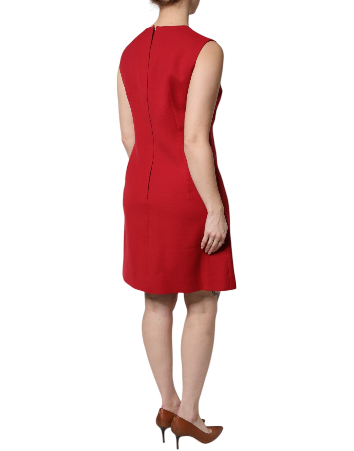Dolce & Gabbana Red Wool Sleeveless Knee Length A-line Dress by Dolce & Gabbana
