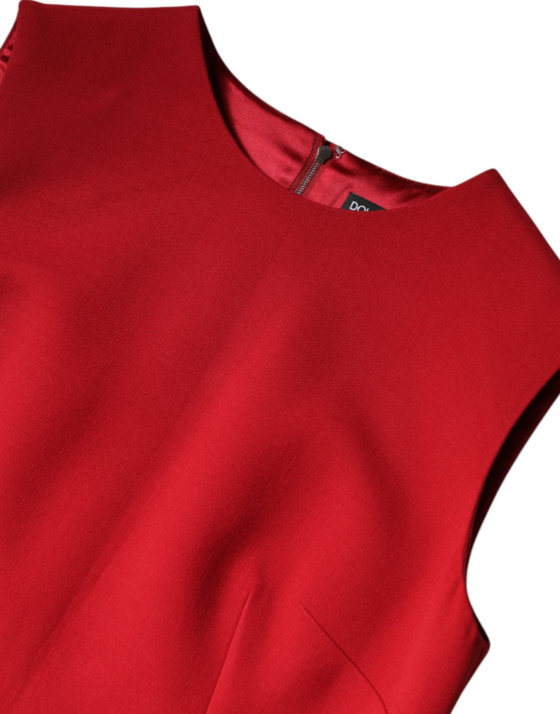 Dolce & Gabbana Red Wool Sleeveless Knee Length A-line Dress by Dolce & Gabbana