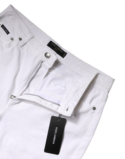 Dolce & Gabbana White Cotton Mid Waist Skinny Denim Jeans by Dolce & Gabbana