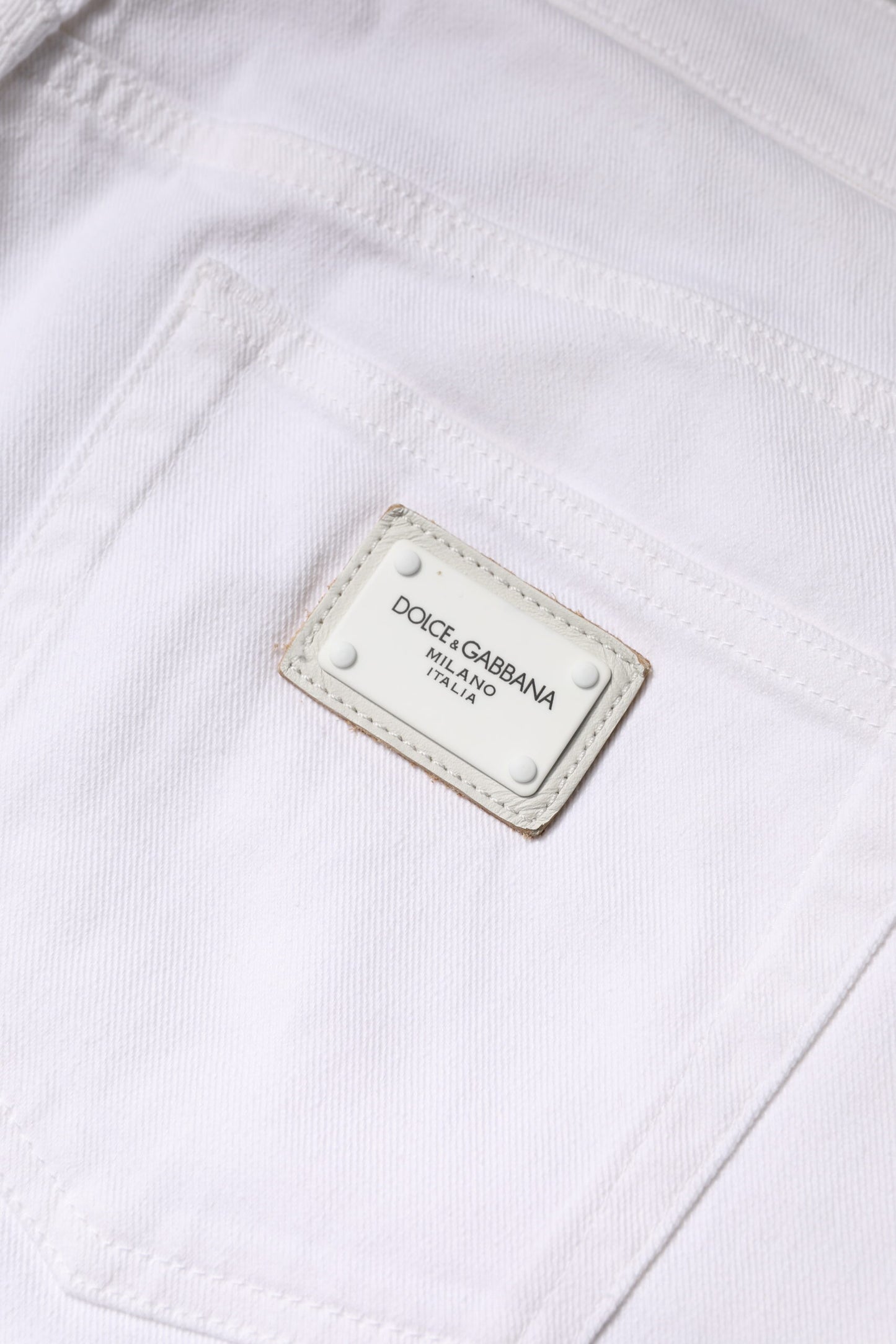 Dolce & Gabbana White Cotton Mid Waist Skinny Denim Jeans by Dolce & Gabbana