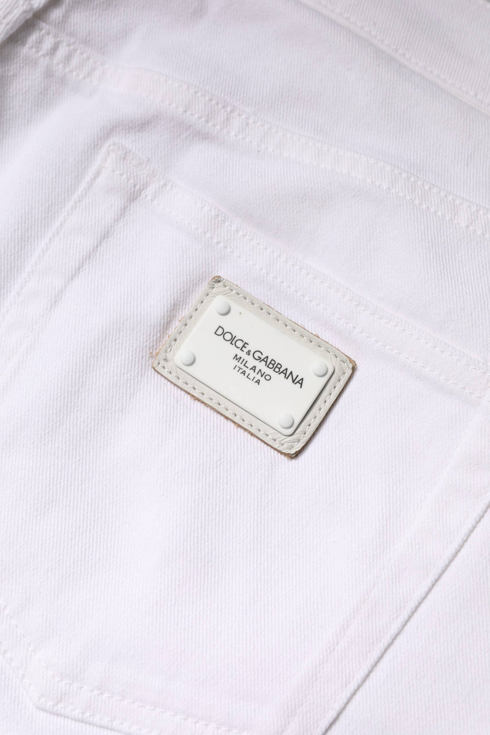Dolce & Gabbana White Cotton Mid Waist Skinny Denim Jeans by Dolce & Gabbana