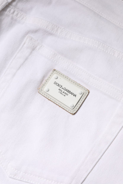 Dolce & Gabbana White Cotton Mid Waist Skinny Denim Jeans by Dolce & Gabbana