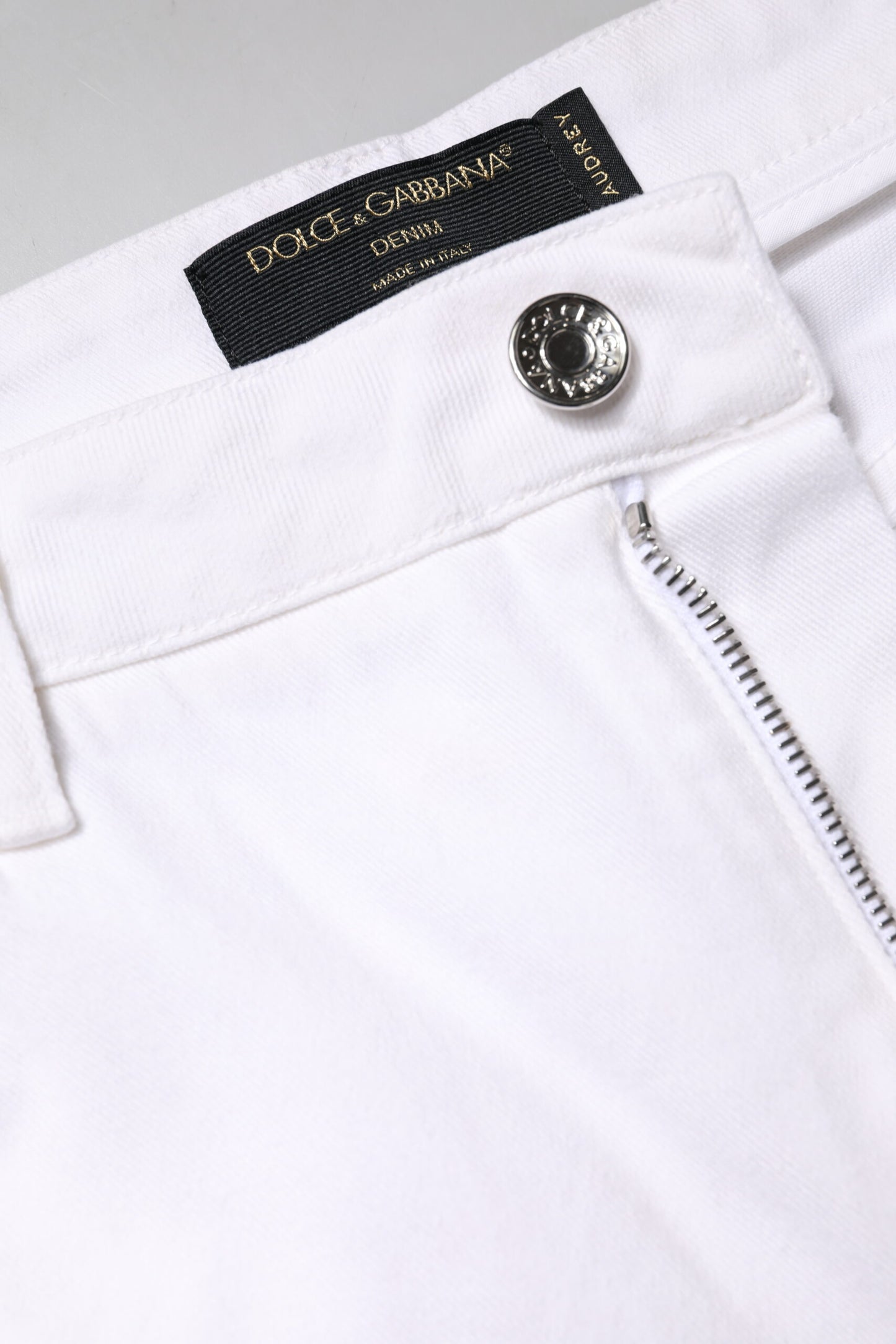 Dolce & Gabbana White Cotton Mid Waist Skinny Denim Jeans by Dolce & Gabbana