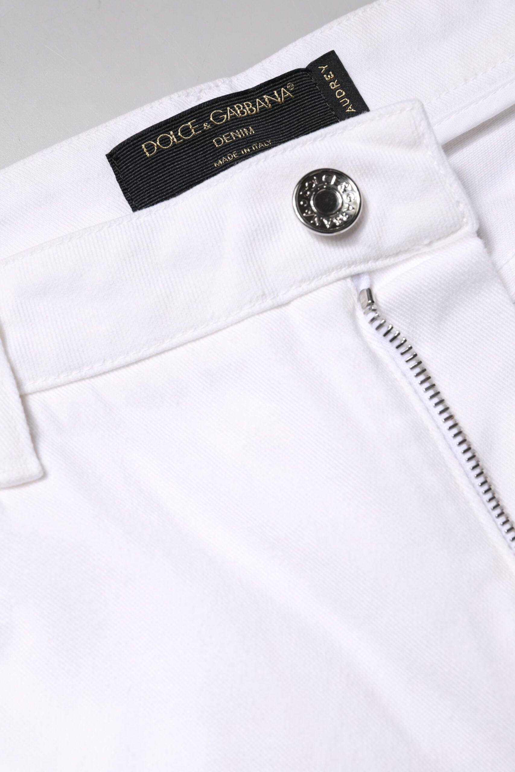 Dolce & Gabbana White Cotton Mid Waist Skinny Denim Jeans by Dolce & Gabbana