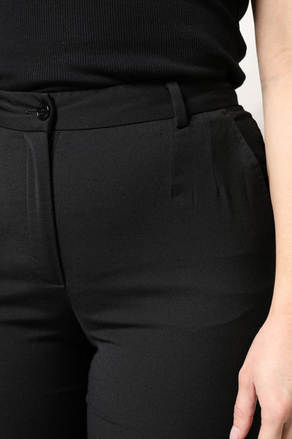 Dolce & Gabbana Black Polyester High Waist Slim Pants by Dolce & Gabbana