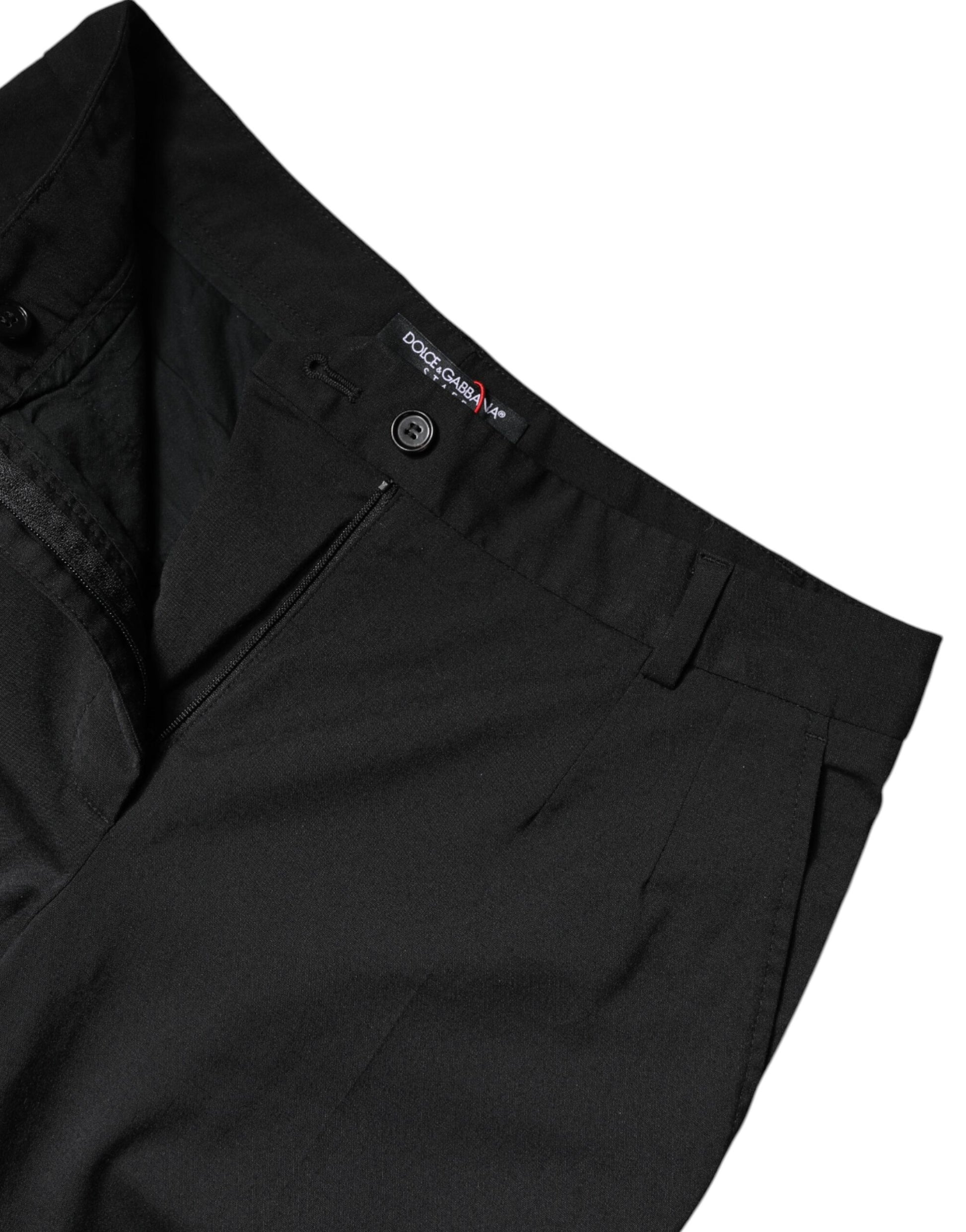 Dolce & Gabbana Black Polyester High Waist Slim Pants by Dolce & Gabbana