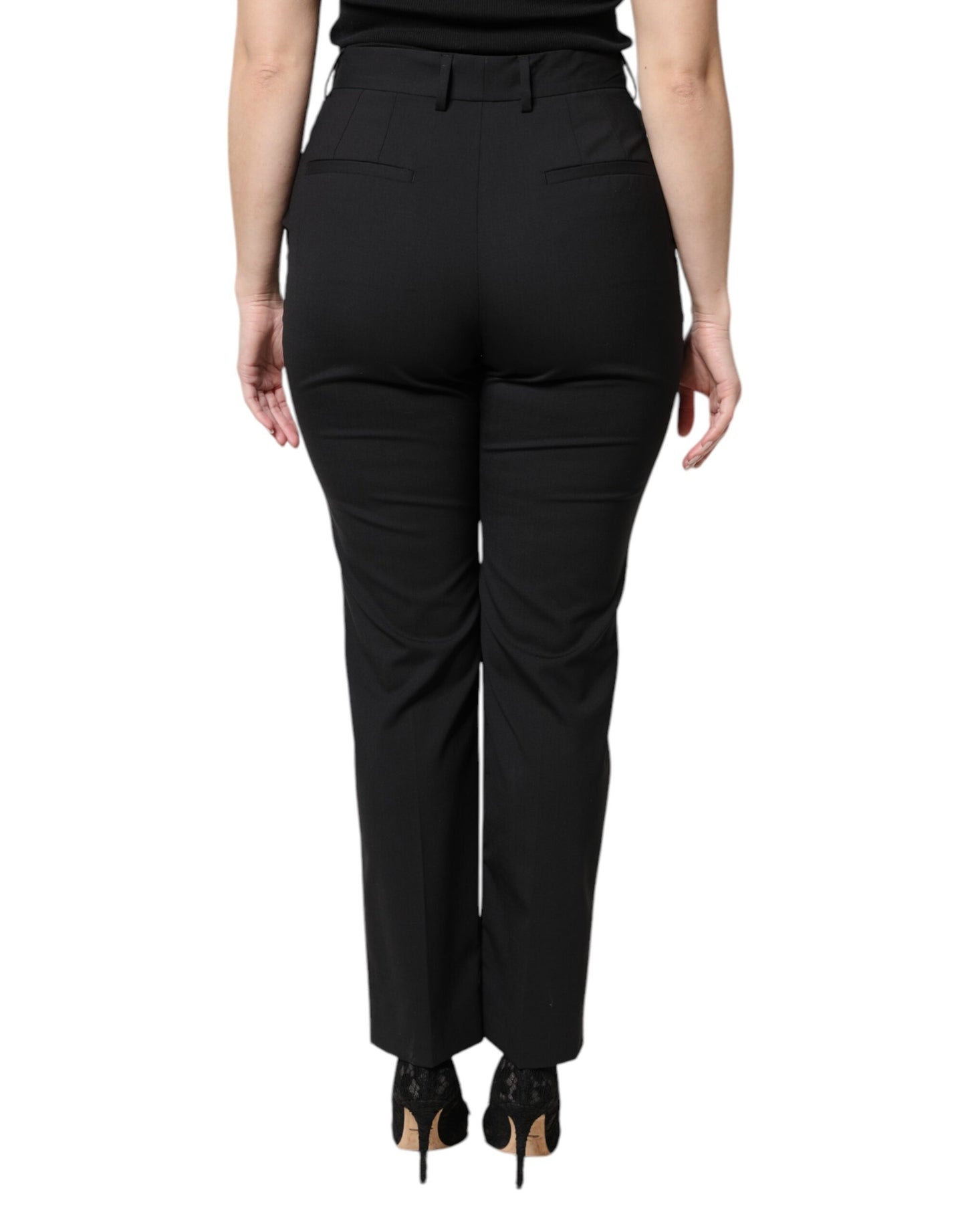 Dolce & Gabbana Black Polyester High Waist Dress Pants by Dolce & Gabbana