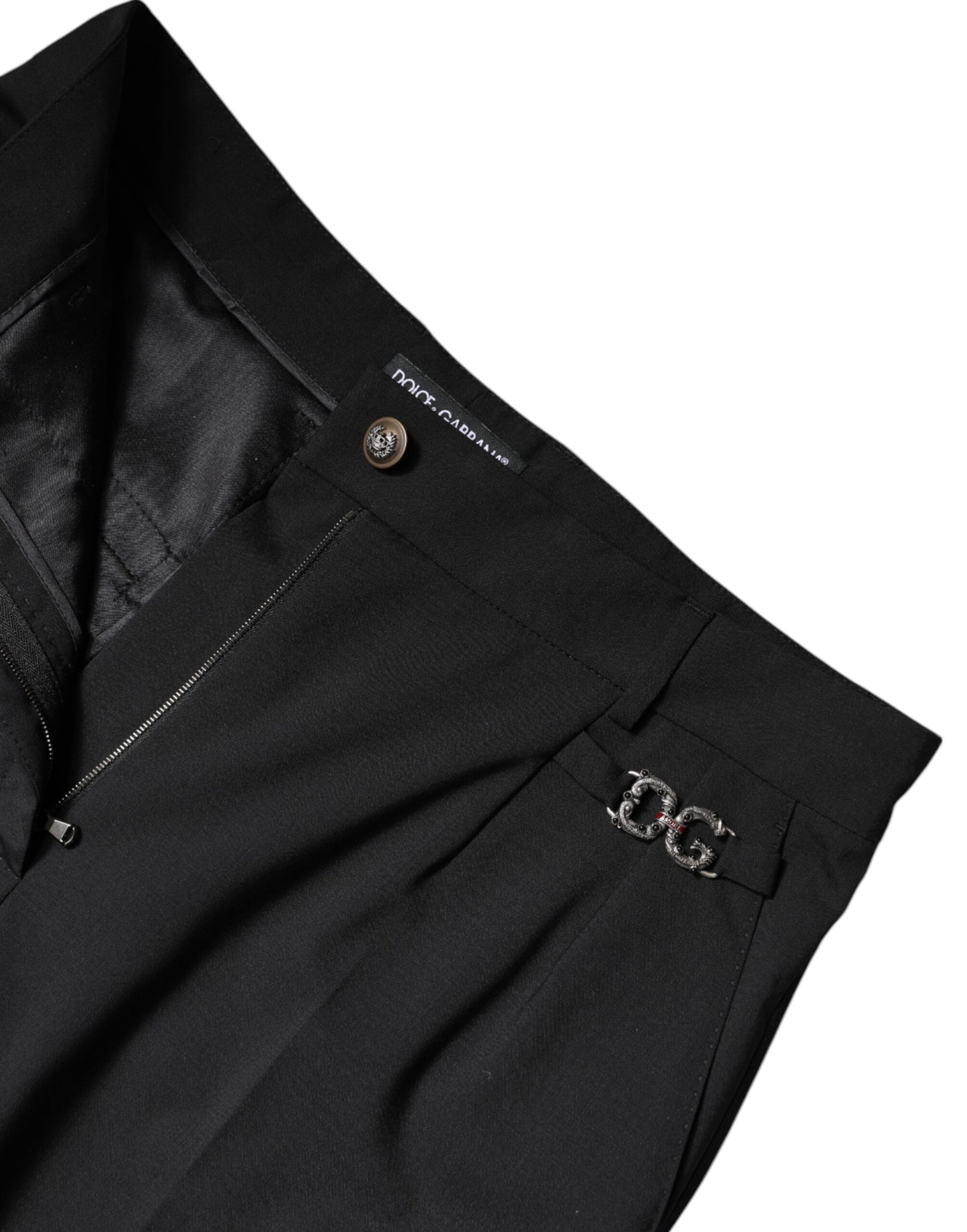 Dolce & Gabbana Black Polyester High Waist Dress Pants by Dolce & Gabbana