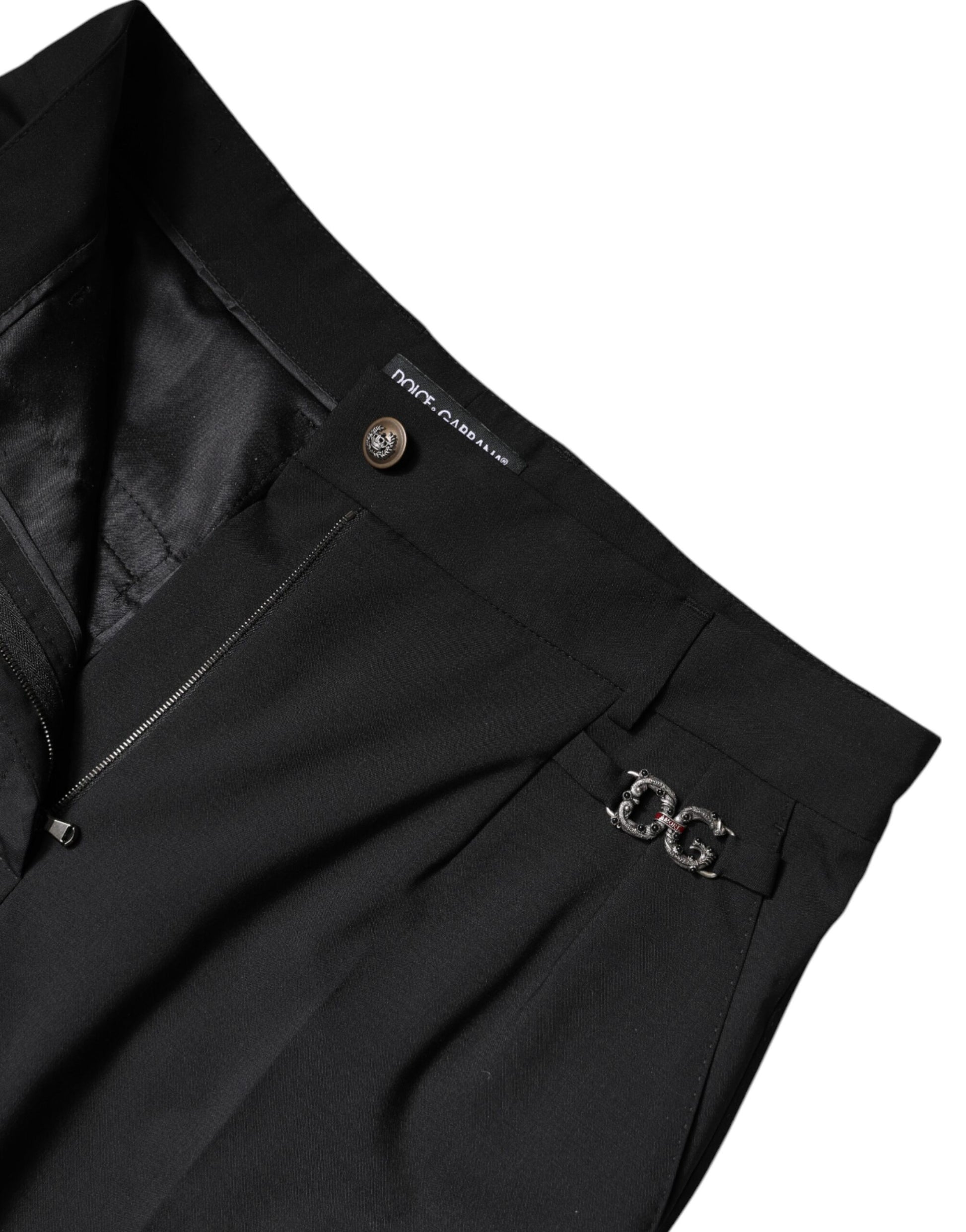 Dolce & Gabbana Black Polyester High Waist Dress Pants by Dolce & Gabbana