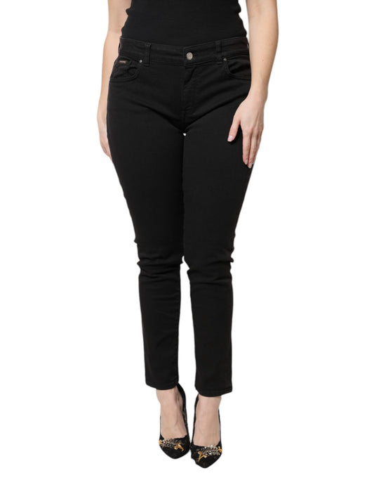 Dolce & Gabbana Black Cotton High Waist Skinny Denim Jeans by Dolce & Gabbana