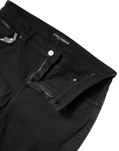 Dolce & Gabbana Black Cotton High Waist Skinny Denim Jeans by Dolce & Gabbana