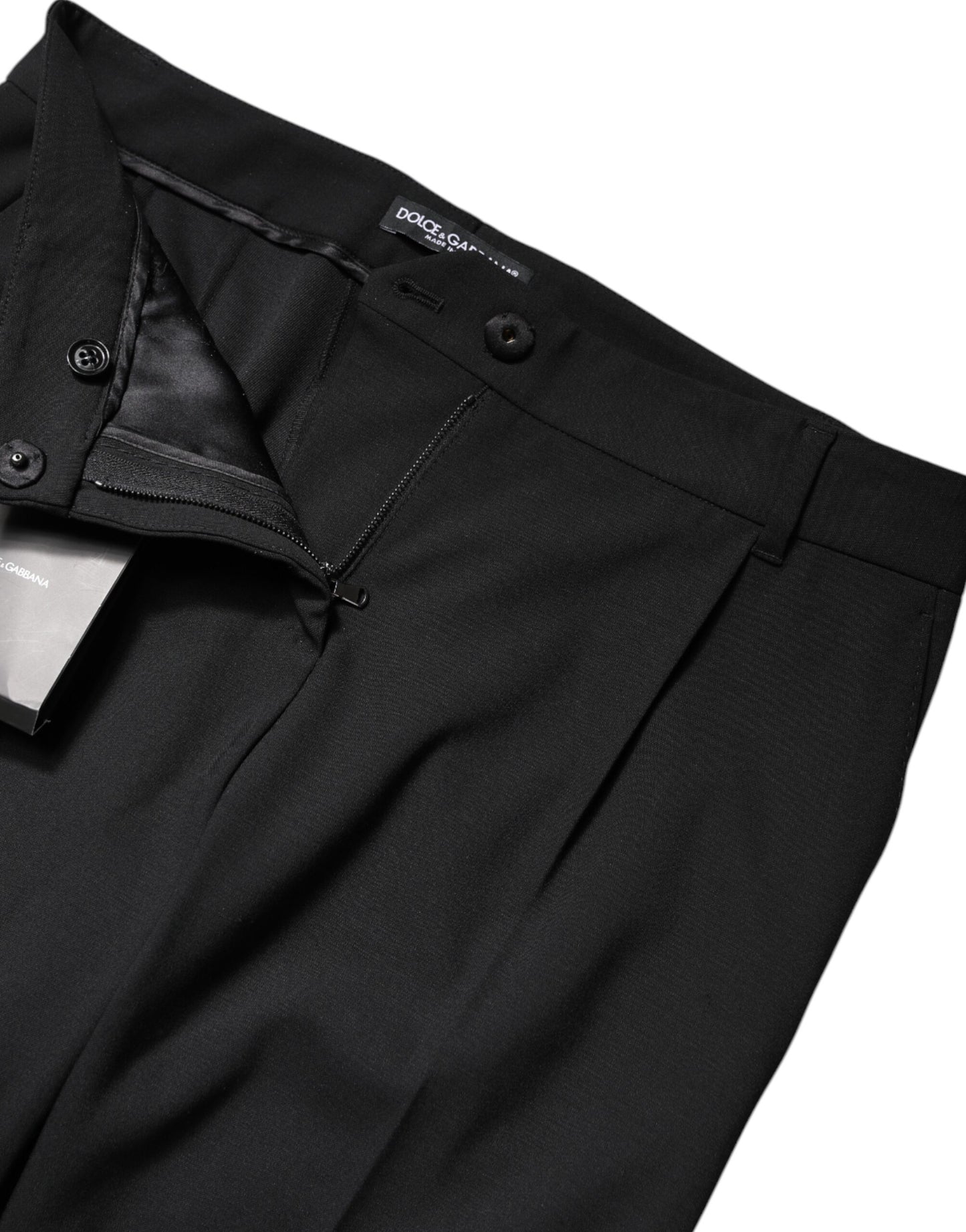 Dolce &amp; Gabbana Black Wool High Waist Boot Cut Dress Pants