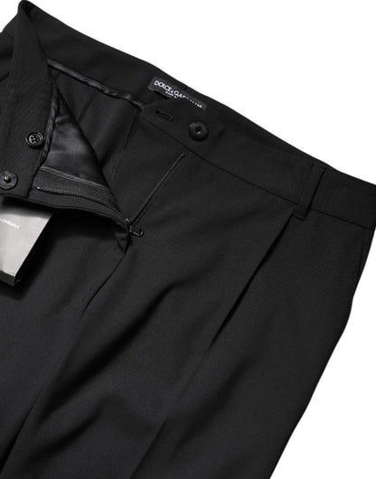 Dolce &amp; Gabbana Black Wool High Waist Boot Cut Dress Pants