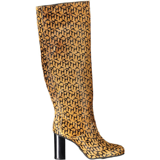 Bottes hautes en cuir beige Tommy Hilfiger pour femme