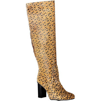 Bottes hautes en cuir beige Tommy Hilfiger pour femme