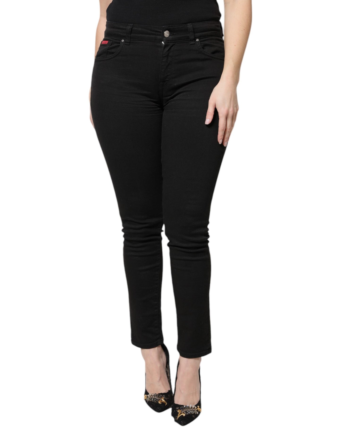 Dolce & Gabbana Black Cotton High Waist Skinny Denim Jeans by Dolce & Gabbana