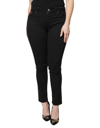 Dolce & Gabbana Black Cotton High Waist Skinny Denim Jeans by Dolce & Gabbana