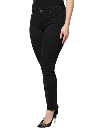 Dolce & Gabbana Black Cotton High Waist Skinny Denim Jeans by Dolce & Gabbana