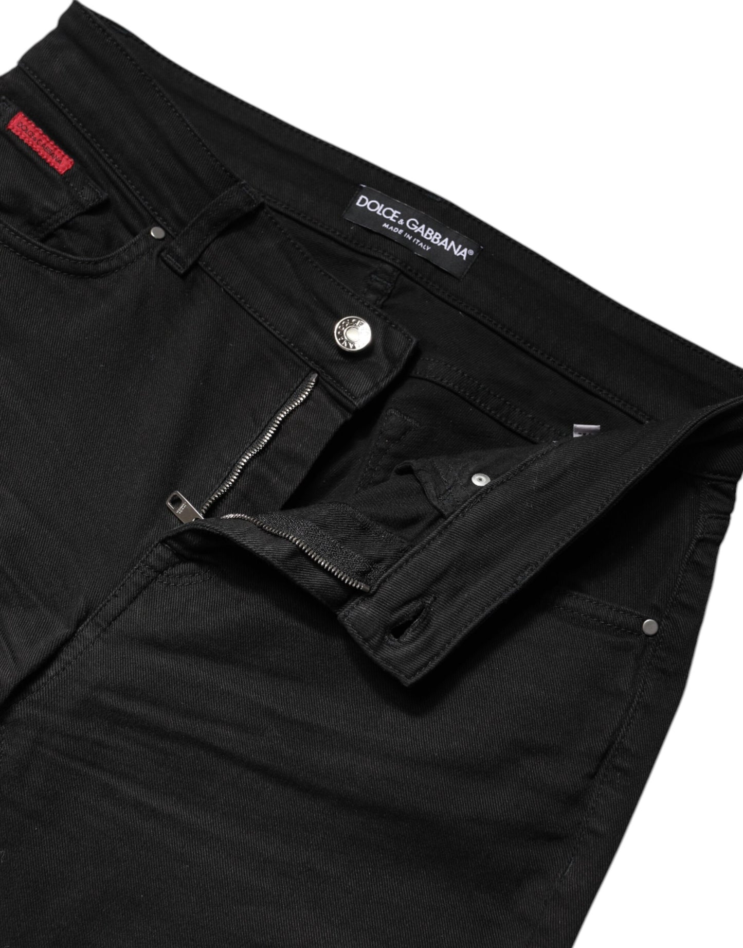 Dolce & Gabbana Black Cotton High Waist Skinny Denim Jeans by Dolce & Gabbana