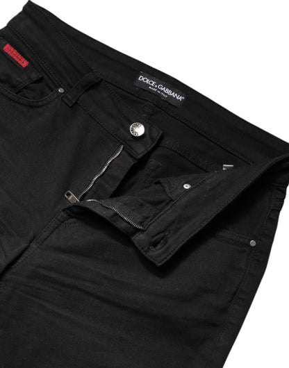 Dolce & Gabbana Black Cotton High Waist Skinny Denim Jeans by Dolce & Gabbana