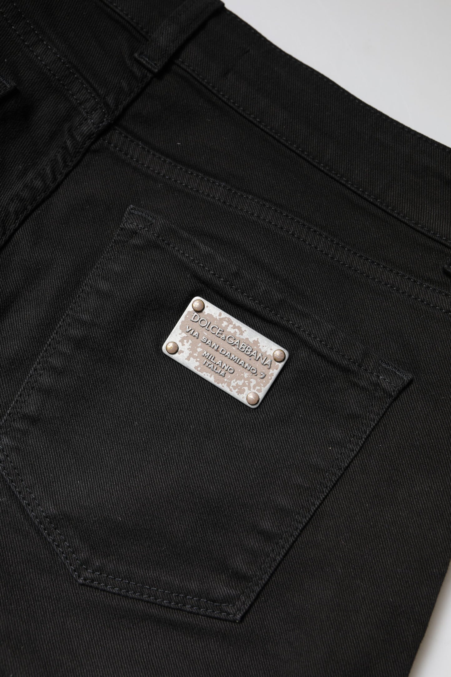 Dolce & Gabbana Black Cotton High Waist Skinny Denim Jeans by Dolce & Gabbana