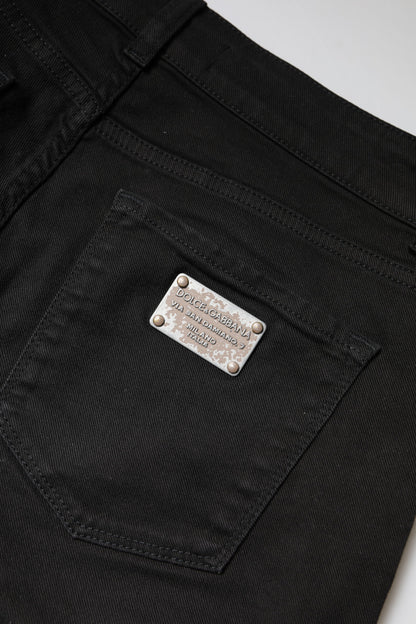 Dolce & Gabbana Black Cotton High Waist Skinny Denim Jeans by Dolce & Gabbana