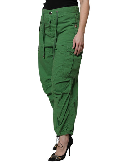 Dolce & Gabbana Green Cotton High Waist Cargo Pants by Dolce & Gabbana