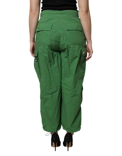Dolce & Gabbana Green Cotton High Waist Cargo Pants by Dolce & Gabbana