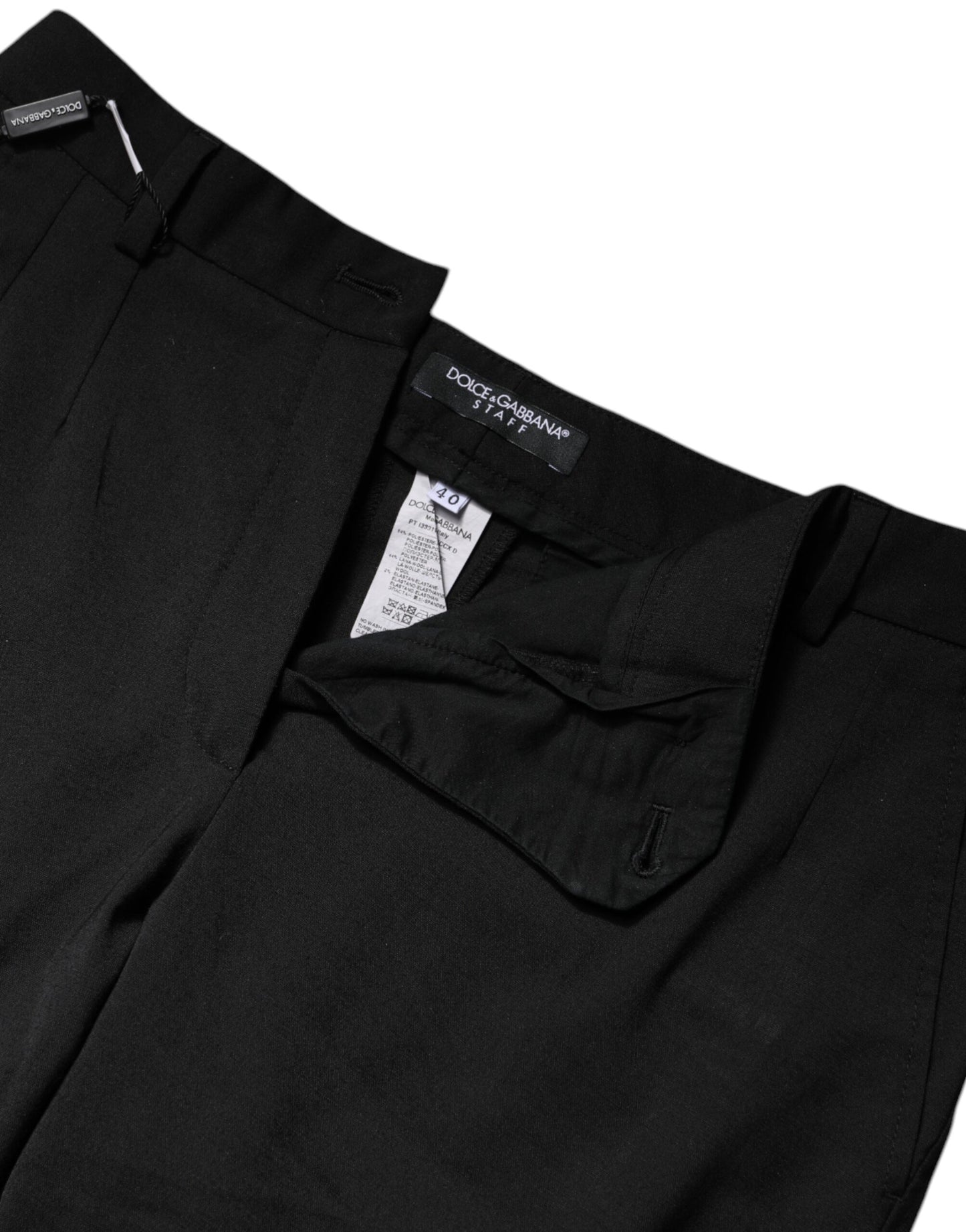 Dolce & Gabbana Black Polyester High Waist Slim Pants by Dolce & Gabbana