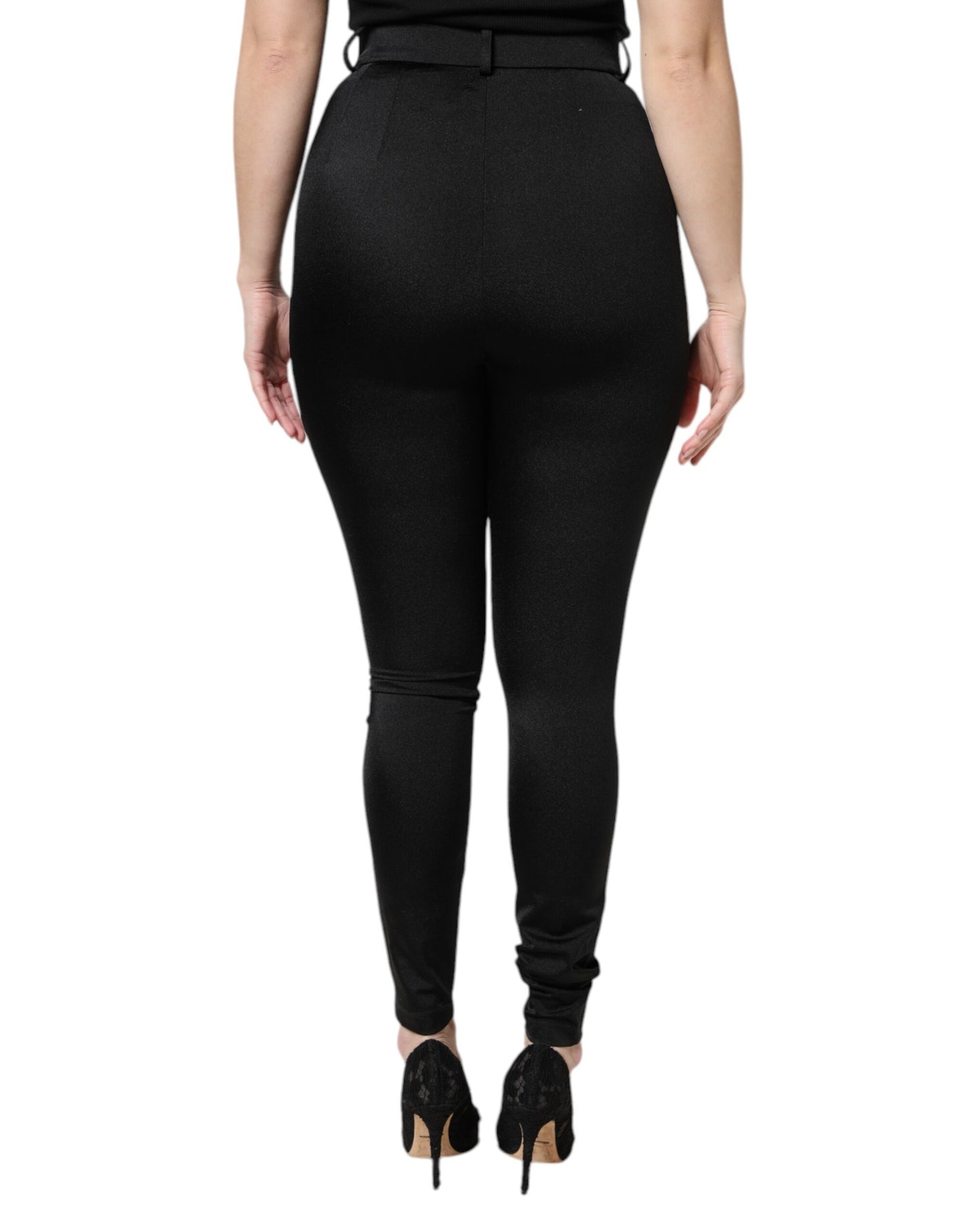 Dolce & Gabbana Black Nylon High Waist Slim Fit Pants by Dolce & Gabbana
