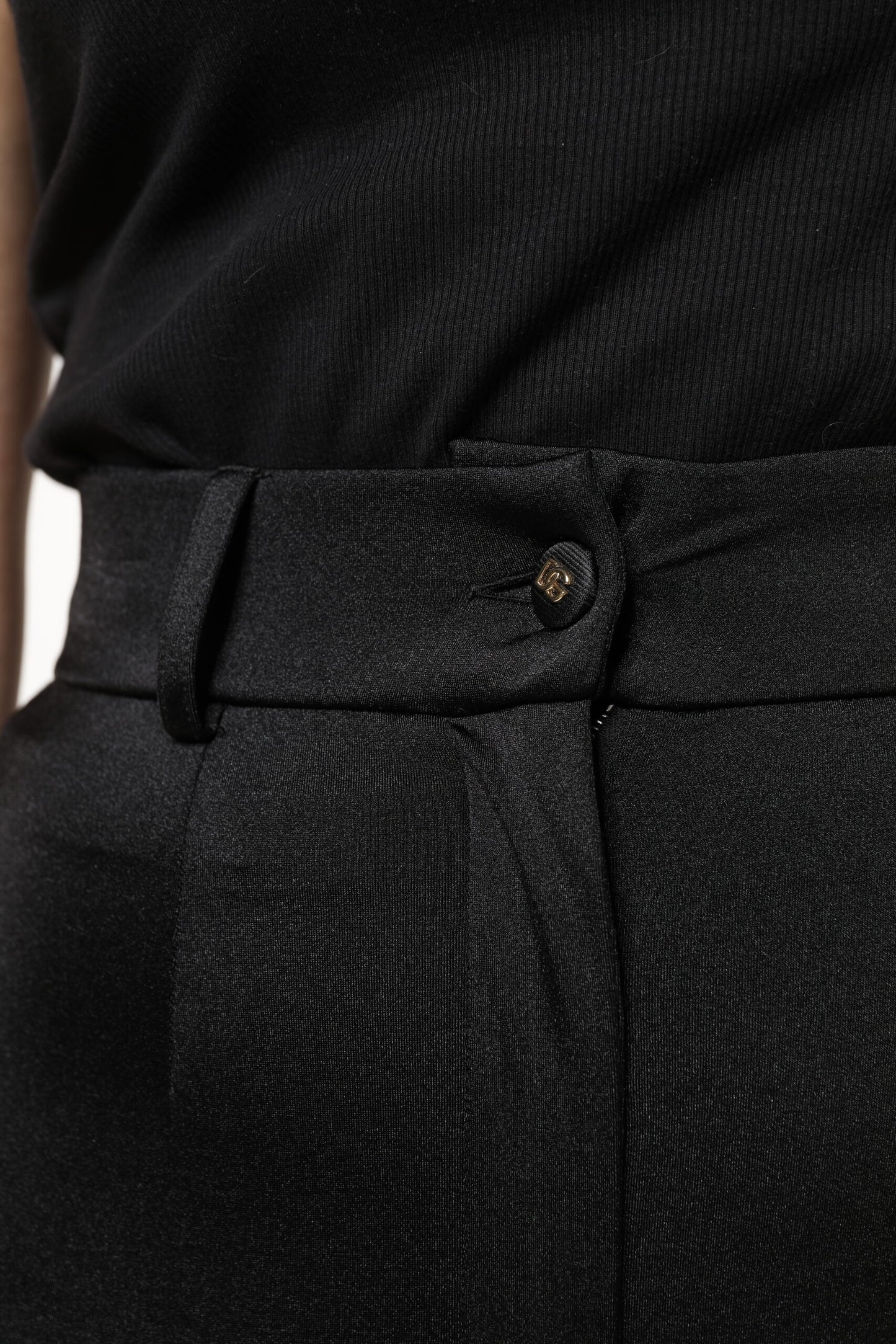Dolce & Gabbana Black Nylon High Waist Slim Fit Pants by Dolce & Gabbana