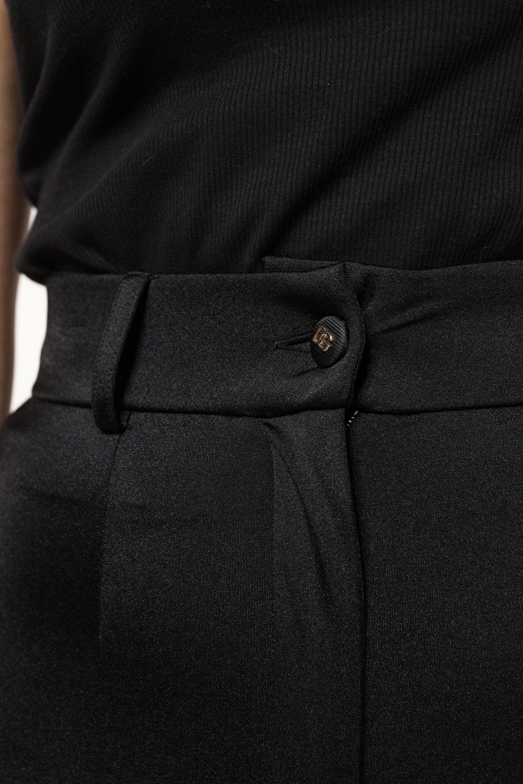 Dolce & Gabbana Black Nylon High Waist Slim Fit Pants by Dolce & Gabbana