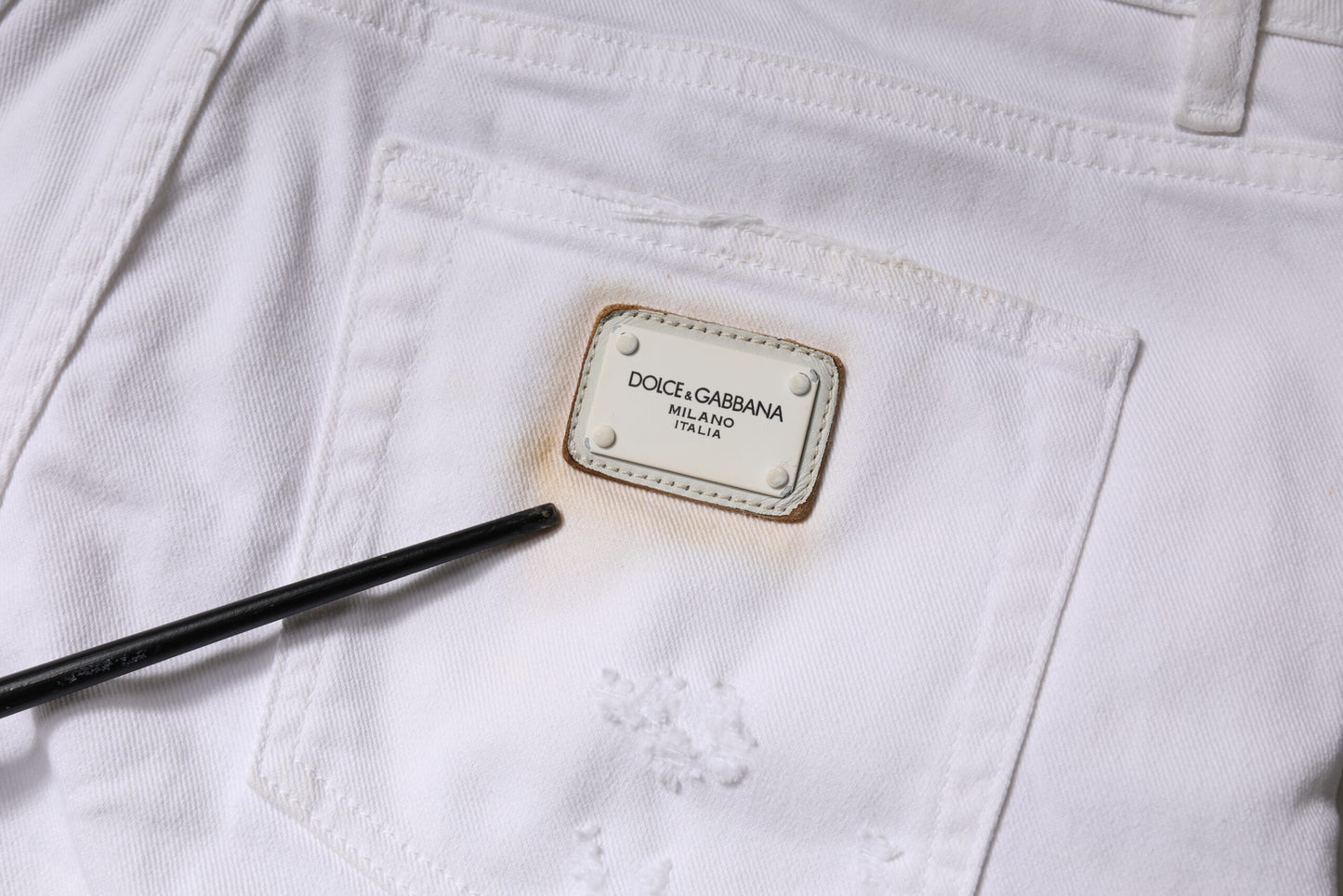 Dolce & Gabbana White Cotton High Waist Skinny Denim Jeans by Dolce & Gabbana