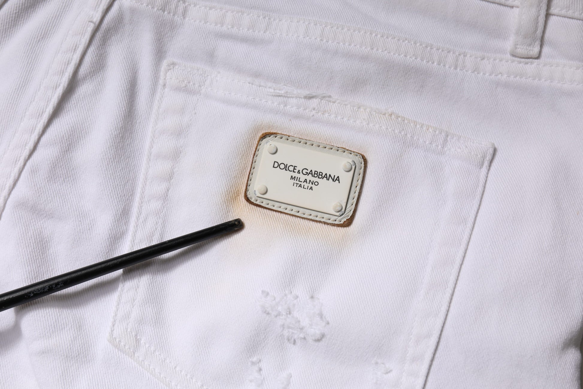 Dolce & Gabbana White Cotton High Waist Skinny Denim Jeans by Dolce & Gabbana