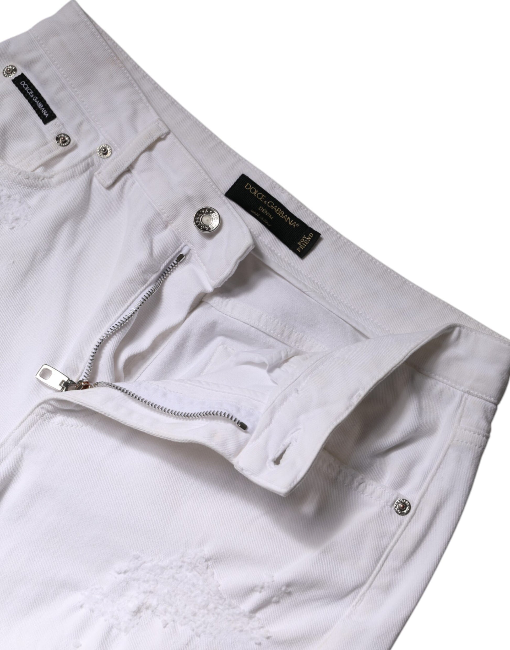 Dolce & Gabbana White Cotton High Waist Skinny Denim Jeans by Dolce & Gabbana