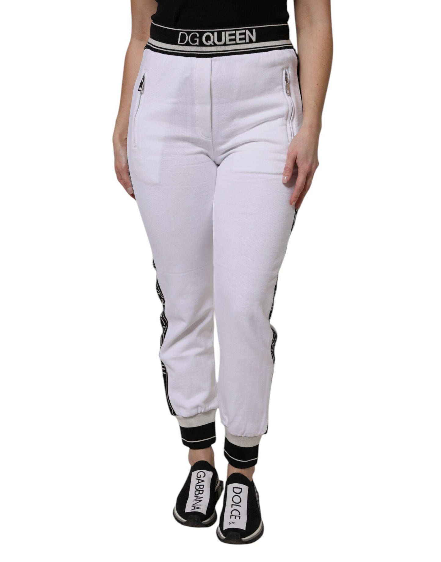 Dolce & Gabbana White Cotton Stretch Jogger Sweatpants Pants by Dolce & Gabbana