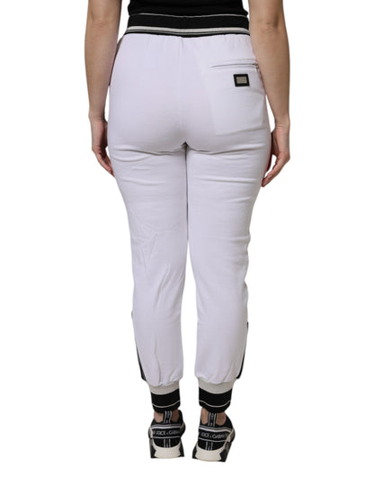 Dolce & Gabbana White Cotton Stretch Jogger Sweatpants Pants by Dolce & Gabbana